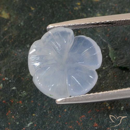 5.46ct Natural Azul púrpura claro Calcedônia, Flor cortada, Translúcido