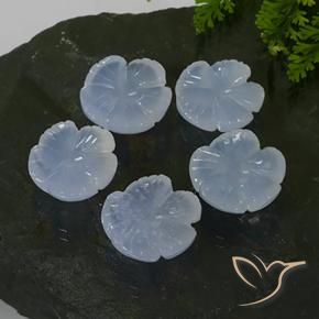 Pedras preciosas de Calcedônia Azul púrpura claro natural de 26.27 ct, Flor cortada, Translúcido