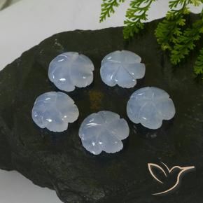 Pedras preciosas de Calcedônia Azul púrpura claro natural de 26.27 ct, Flor cortada, Translúcido