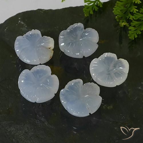 Pedras preciosas de Calcedônia Azul púrpura claro natural de 24.85 ct, Flor cortada, Translúcido