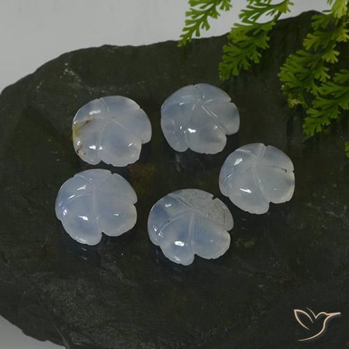 Pedras preciosas de Calcedônia Azul púrpura claro natural de 24.85 ct, Flor cortada, Translúcido