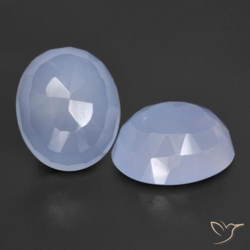 Pedras preciosas de Calcedônia Violeta Azul natural de 9.08 ct, oval, Translúcido