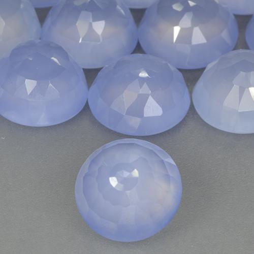 Calcedônia Azul arroxeado Natural 2.62ct, Redondo, Translúcido