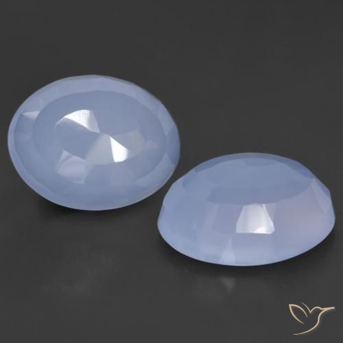 Pedras preciosas de calcedônia azul natural de 17,54 ct, corte oval, translúcido