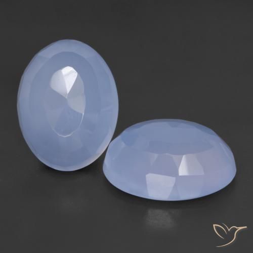 Pedras preciosas de calcedônia azul natural de 17,54 ct, corte oval, translúcido