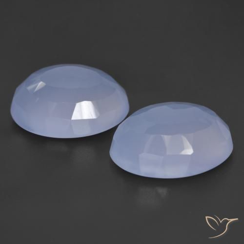 Pedras preciosas de calcedônia azul natural de 17,54 ct, corte oval, translúcido