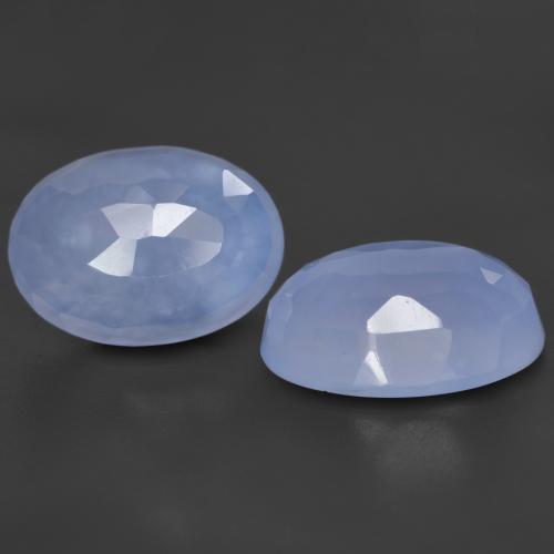Pedras preciosas de calcedônia azul natural de 11,93 ct, corte oval, translúcido