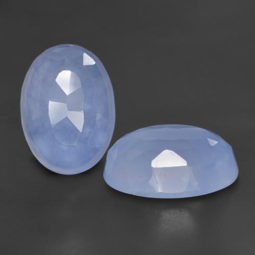Pedras preciosas de calcedônia azul natural de 11,93 ct, corte oval, translúcido