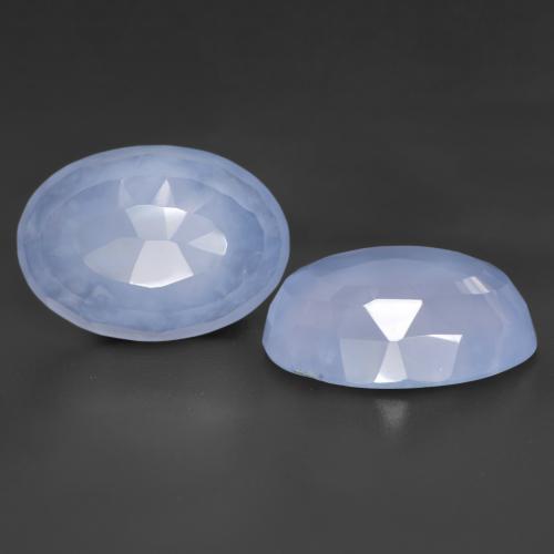 Pedras preciosas de calcedônia azul natural de 10,15 ct, corte oval, translúcido