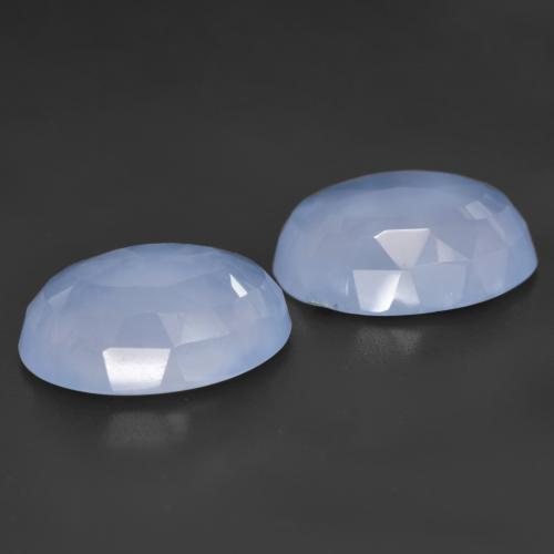 Pedras preciosas de calcedônia azul natural de 10,15 ct, corte oval, translúcido