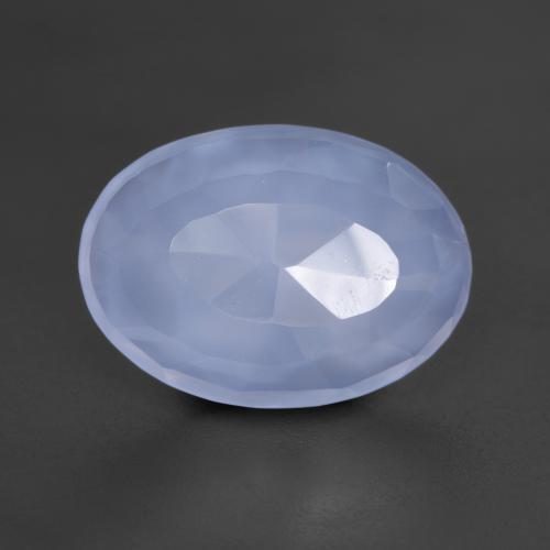 Calcedônia azul natural 4,85ct, corte oval, translúcido
