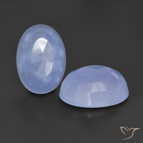 Pedras preciosas de Calcedônia Azul arroxeado natural de 12.02 ct, oval, Translúcido