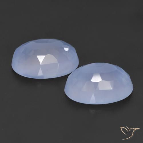 Pedras preciosas de Calcedônia Azul arroxeado natural de 11.46 ct, oval, Translúcido