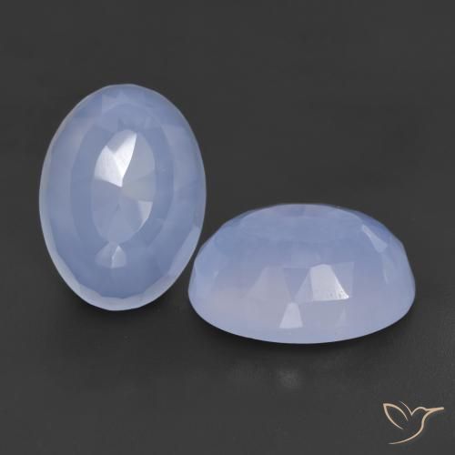 Pedras preciosas de Calcedônia Azul arroxeado natural de 12.45 ct, oval, Translúcido