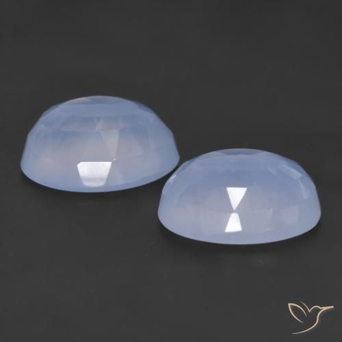 Pedras preciosas de Calcedônia Azul arroxeado natural de 12.45 ct, oval, Translúcido