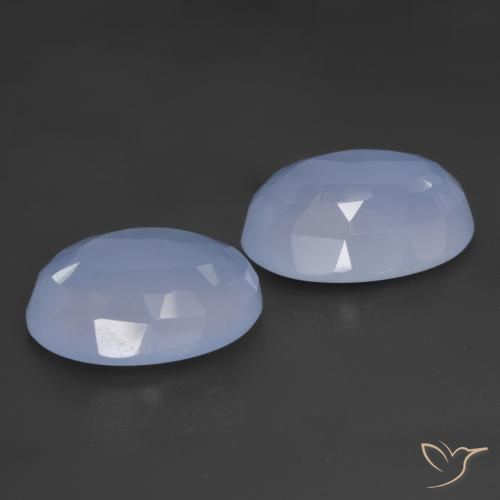 Pedras preciosas de Calcedônia Azul arroxeado natural de 11.07 ct, oval, Translúcido