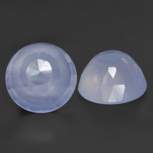 Pedras preciosas de Calcedônia Violeta Azul natural de 7.43 ct, Corte Redondo, Translúcido
