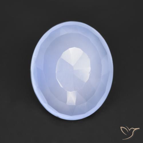 Calcedônia Azul claro Natural 3.26ct, Corte Oval, Translúcido
