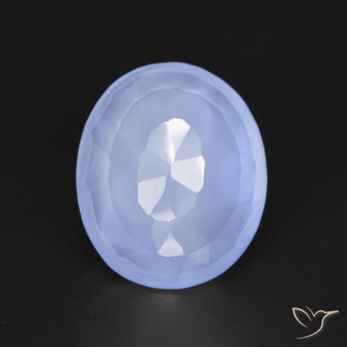 Calcedônia azul natural 3,22ct, corte oval, translúcido