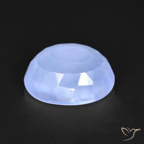 Calcedônia azul natural 3,22ct, corte oval, translúcido