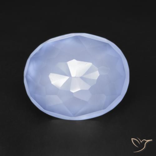 Calcedônia Violeta Azul Natural 3,19ct, Corte Oval, Translúcido