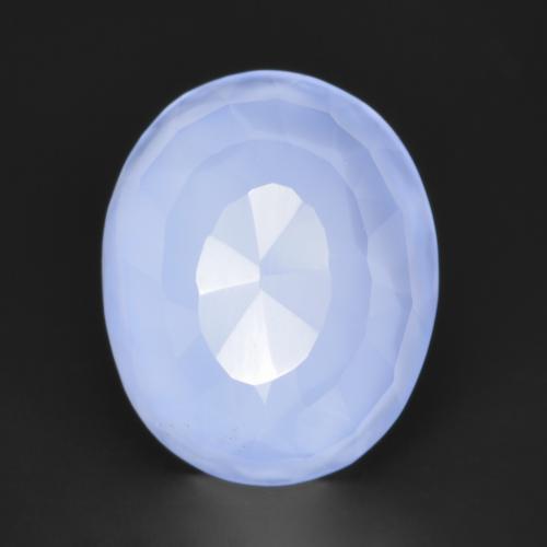 Calcedônia Violeta Azul Natural 3.87ct, Corte Oval, Translúcido