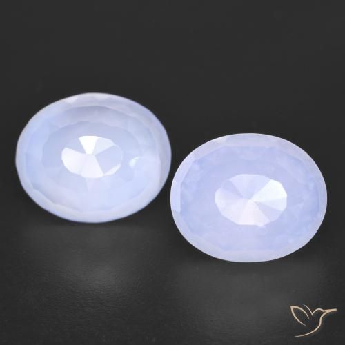 Pedras preciosas de Calcedônia Azul claro natural de 7.44 ct, Corte Oval, Transparente