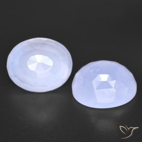 Pedras preciosas de Calcedônia Azul claro natural de 7.44 ct, Corte Oval, Transparente