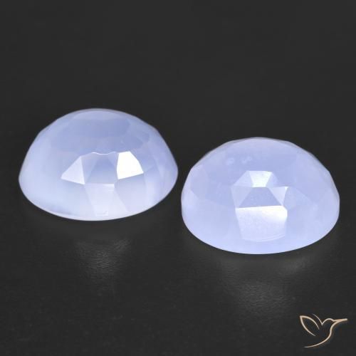 Pedras preciosas de Calcedônia Azul claro natural de 7.44 ct, Corte Oval, Transparente