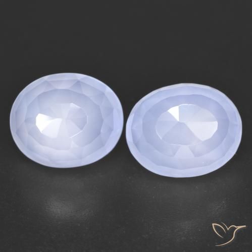 7.06ctw Natural Azul claro Calcedônia, oval, Transparente