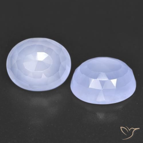 Pedras preciosas de Calcedônia Azul claro natural de 7.06 ct, oval, Transparente