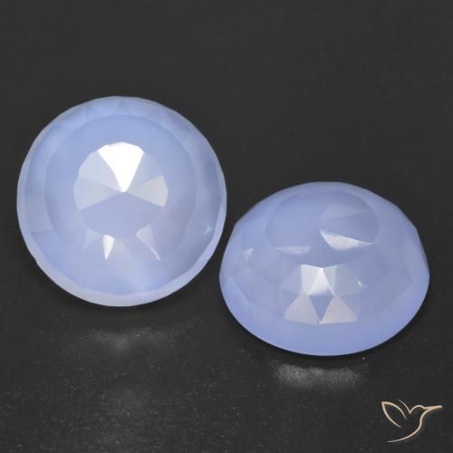 Pedras preciosas de Calcedônia Azul púrpura claro natural de 13.04 ct, Redondo, Transparente