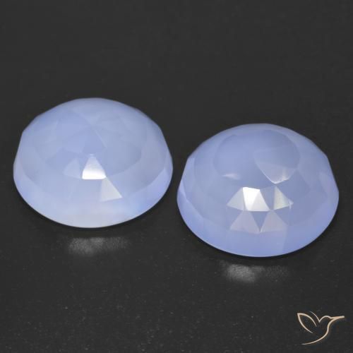 Pedras preciosas de Calcedônia Azul púrpura claro natural de 13.04 ct, Redondo, Transparente