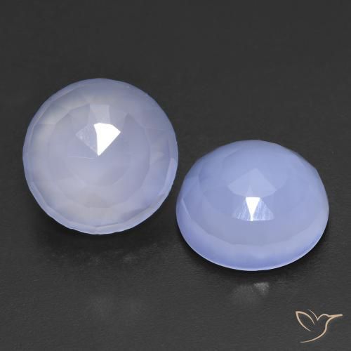 Pedras preciosas de Calcedônia Violeta Azul natural de 13.20 ct, Redondo, Translúcido
