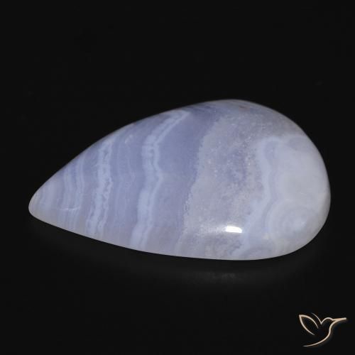Calcedônia Violeta Azul Natural 21.94ct, Formato de pêra, Opaco