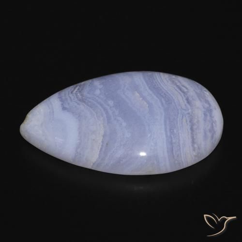 Calcedônia Violeta Azul Natural 22.97ct, Formato de pêra, Opaco