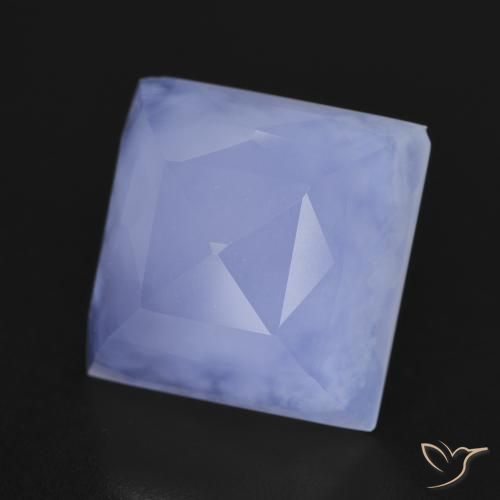 Calcedônia Azul arroxeado Natural 6.90ct, Quadrado, Translúcido