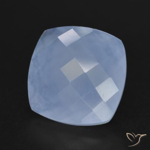 Calcedônia Azul arroxeado Natural 5.40ct, Almofada, Translúcido