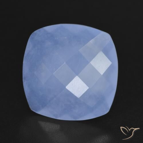 Calcedônia Azul arroxeado Natural 4.91ct, Almofada, Translúcido