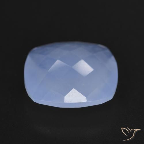 Calcedônia Azul arroxeado Natural 4.91ct, Almofada, Translúcido
