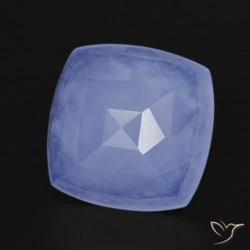 Calcedônia Azul púrpura claro Natural 5.91ct, Almofada, Translúcido