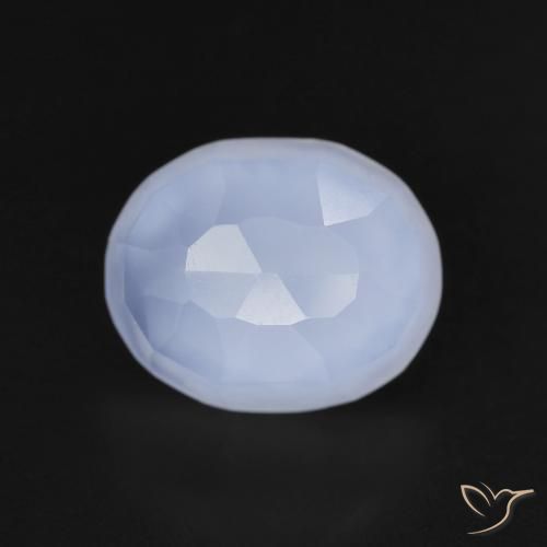3.42ct Natural Azul arroxeado Calcedônia, oval, Transparente