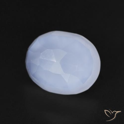 Calcedônia Azul arroxeado Natural 3.42ct, oval, Transparente