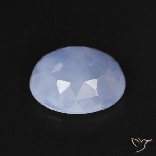 Calcedônia Azul arroxeado Natural 3.18ct, oval, Transparente