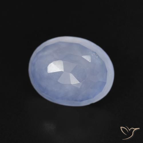 Calcedônia Azul arroxeado Natural 2.84ct, oval, Transparente