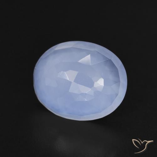 Calcedônia Azul arroxeado Natural 2.96ct, oval, Transparente