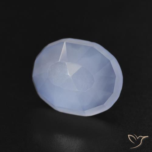 Calcedônia Azul arroxeado Natural 3.22ct, oval, Transparente