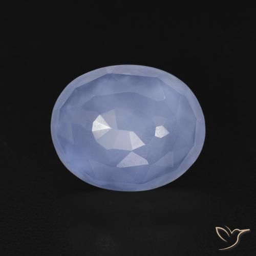 3.42ct Natural Azul arroxeado Calcedônia, oval, Transparente