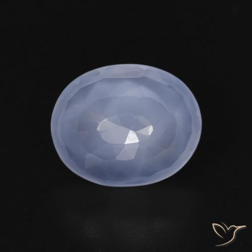 3.11ct Natural Azul arroxeado Calcedônia, oval, Transparente