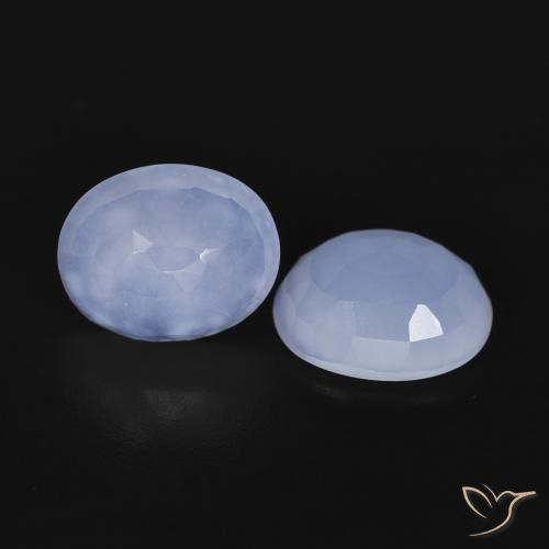 Pedras preciosas de Calcedônia Azul claro natural de 4.89 ct, oval, Transparente